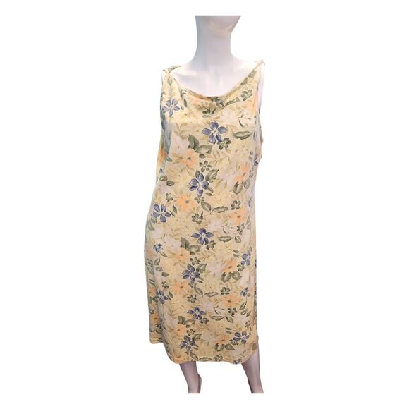 Liz Claiborne Dresses & Skirts - Liz Claiborne Yellow Floral Sleeveless Dress Womens size XL Vintage 90's